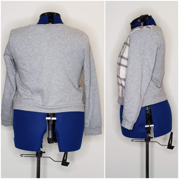 Anthro Saturday Sunday Plaid Front Sweatshirt - Picture 2 of 4